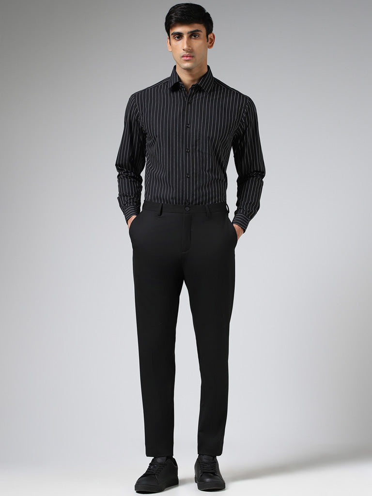 Black Cotton Narrow Pants